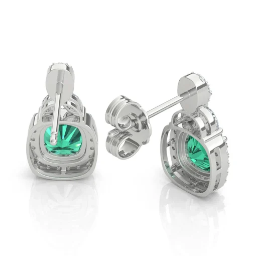 Lab Created Emerald Earrings With Lab Created White Sapphires In Sterling Silver