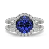 Lab Created Moissanite And Lab Created Blue Sapphire Ring In 14K Whiter Gold