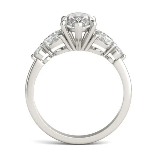 Lab Created Moissanite Marquise-Shaped Engagement Ring In 14K White Gold