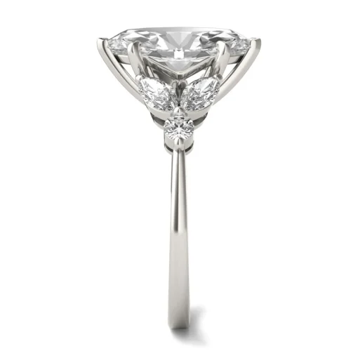 Lab Created Moissanite Marquise-Shaped Engagement Ring In 14K White Gold