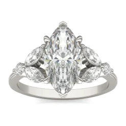 Lab Created Moissanite Marquise-Shaped Engagement Ring In 14K White Gold
