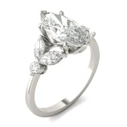 Lab Created Moissanite Marquise-Shaped Engagement Ring In 14K White Gold