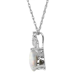Lab Created Opal & Diamond Pendant In Sterling Silver