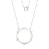 Lab Created Opal & White Sapphire Circle Necklace In Sterling Silver