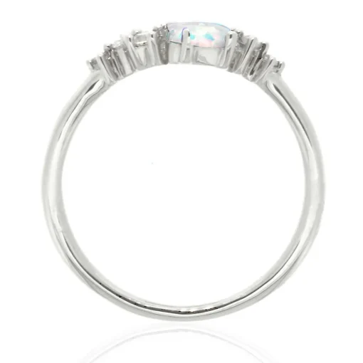 Lab Created Opal & White Sapphire Stack Ring In Sterling Silver