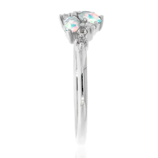 Lab Created Opal & White Sapphire Stack Ring In Sterling Silver