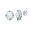 Lab Created Opal, Blue Topaz & Diamond Earrings In Sterling Silver