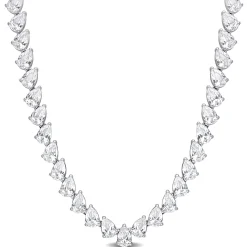 Lab Created Pear-Shaped White Sapphire Necklace In Sterling Silver