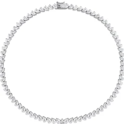 Lab Created Pear-Shaped White Sapphire Necklace In Sterling Silver