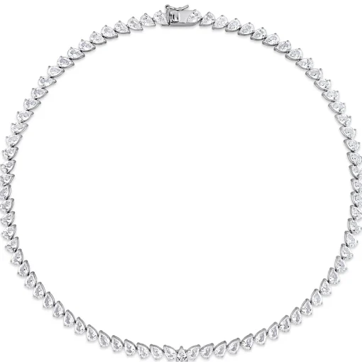 Lab Created Pear-Shaped White Sapphire Necklace In Sterling Silver