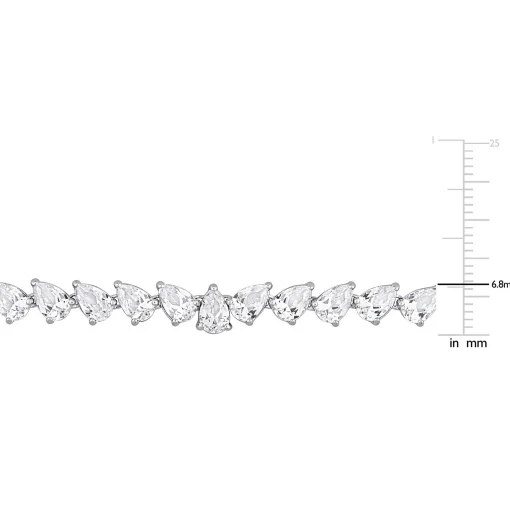 Lab Created Pear-Shaped White Sapphire Necklace In Sterling Silver