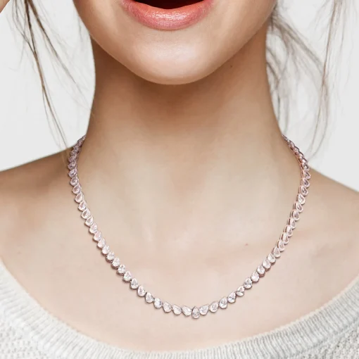 Lab Created Pear-Shaped White Sapphire Necklace In Sterling Silver