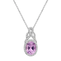 Lab Created Pink & White Sapphire Pendant In Sterling Silver