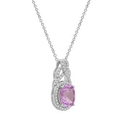 Lab Created Pink & White Sapphire Pendant In Sterling Silver