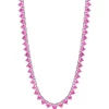 Lab Created Pink Sapphire Heart-Shaped Tennis Necklace