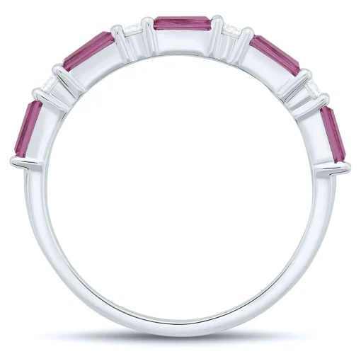 Lab Created Pink Sapphire Stack Band In Sterling Silver