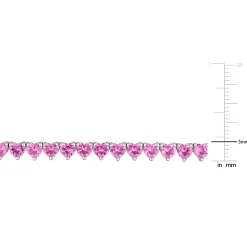 Lab Created Pink Sapphire Heart-Shaped Tennis Necklace