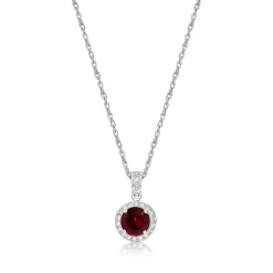 Lab Created Ruby & 1/10 Ct. Tw. Diamond Pendant In Sterling Silver