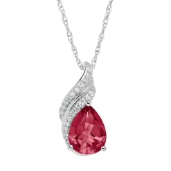 Lab Created Ruby & Diamond Pendant In Sterling Silver