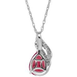 Lab Created Ruby & Diamond Pendant In Sterling Silver