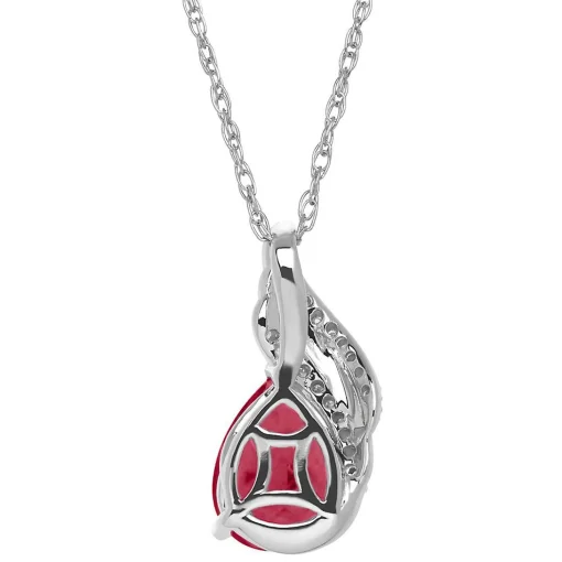 Lab Created Ruby & Diamond Pendant In Sterling Silver