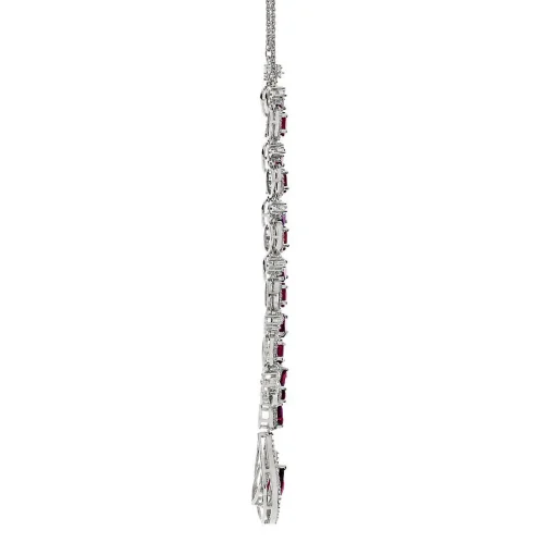 Lab Created Ruby & Lab Created White Sapphire Drop Pendant In Sterling Silver