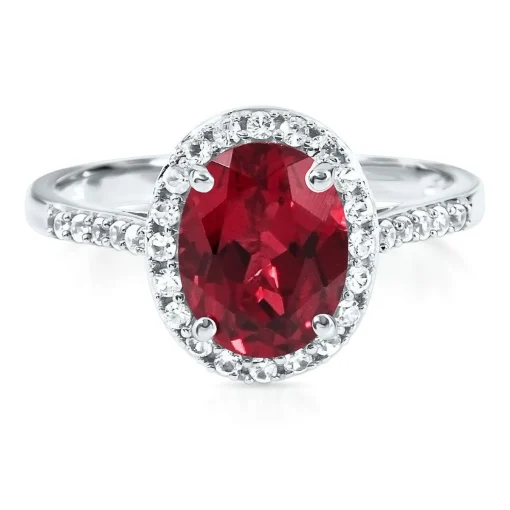 Lab Created Ruby & White Sapphire Ring In 10K White Gold