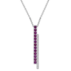 Lab Created Ruby & White Sapphire Pendant In Sterling Silver