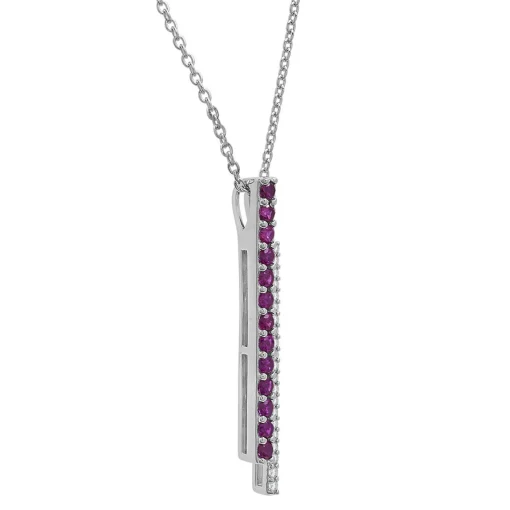Lab Created Ruby & White Sapphire Pendant In Sterling Silver