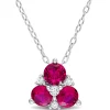 Lab Created Ruby And Lab Created White Sapphire Pendant In Sterling Silver