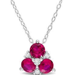 Lab Created Ruby And Lab Created White Sapphire Pendant In Sterling Silver
