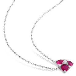 Lab Created Ruby And Lab Created White Sapphire Pendant In Sterling Silver
