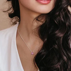 Lab Created Ruby And Lab Created White Sapphire Pendant In Sterling Silver