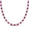 Lab Created Ruby And White Sapphire Necklace In Sterling Silver