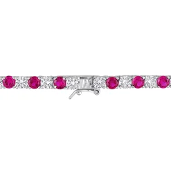 Lab Created Ruby And White Sapphire Necklace In Sterling Silver