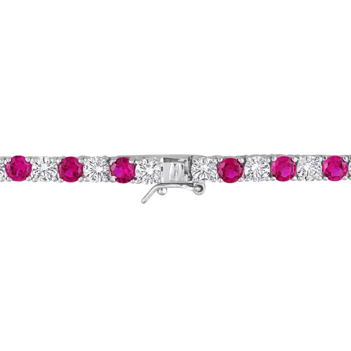 Lab Created Ruby And White Sapphire Necklace In Sterling Silver