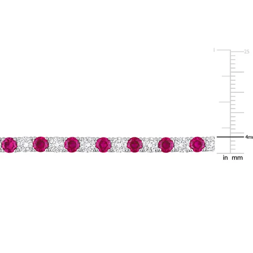 Lab Created Ruby And White Sapphire Necklace In Sterling Silver