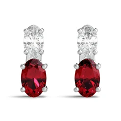 Lab Created Ruby Earrings With Lab Created White Sapphires In Sterling Silver