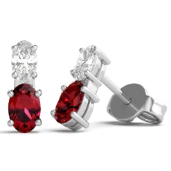Lab Created Ruby Earrings With Lab Created White Sapphires In Sterling Silver