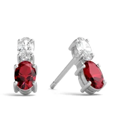 Lab Created Ruby Earrings With Lab Created White Sapphires In Sterling Silver