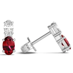 Lab Created Ruby Earrings With Lab Created White Sapphires In Sterling Silver