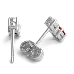 Lab Created Ruby Earrings With Lab Created White Sapphires In Sterling Silver