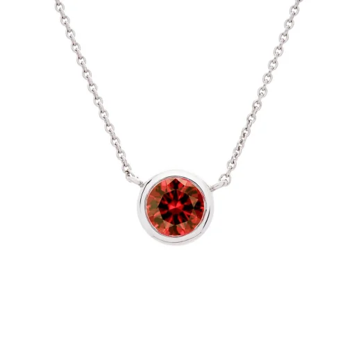 Lab Created Ruby Pendant With Bezel Setting In 10K White Gold