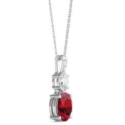 Lab Created Ruby Pendant With Lab Created White Sapphires In Sterling Silver