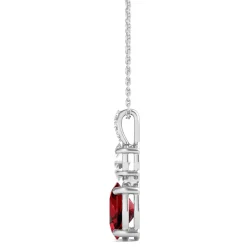 Lab Created Ruby Pendant With Lab Created White Sapphires In Sterling Silver
