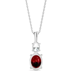 Lab Created Ruby Pendant With Lab Created White Sapphires In Sterling Silver