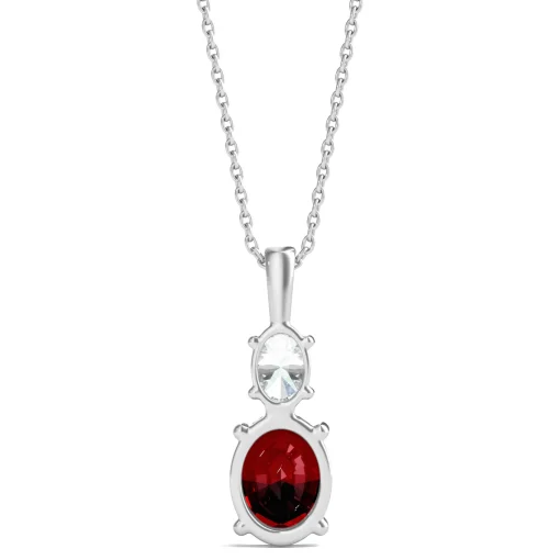 Lab Created Ruby Pendant With Lab Created White Sapphires In Sterling Silver