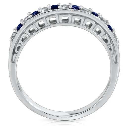 Lab Created Sapphire Stack Ring In Sterling Silver