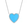 Lab Created Turquoise And Diamond Heart Necklace In Sterling Silver (1/4 Ct. Tw.)