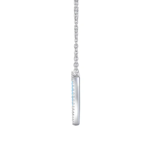 Lab Created Turquoise And Diamond Heart Necklace In Sterling Silver (1/4 Ct. Tw.)
